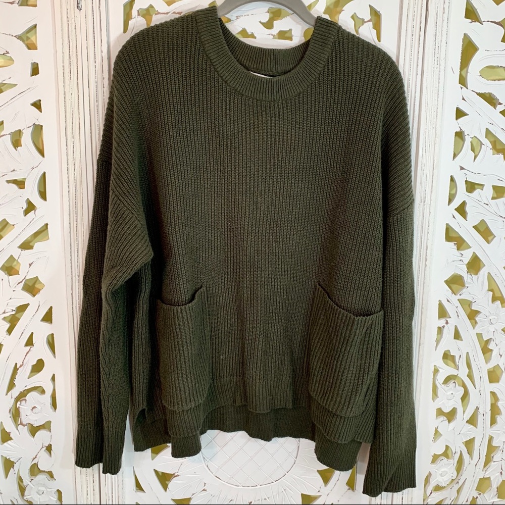 Madewell Dark Olive Green Patch Pocket Sweater - Picture 2 of 4